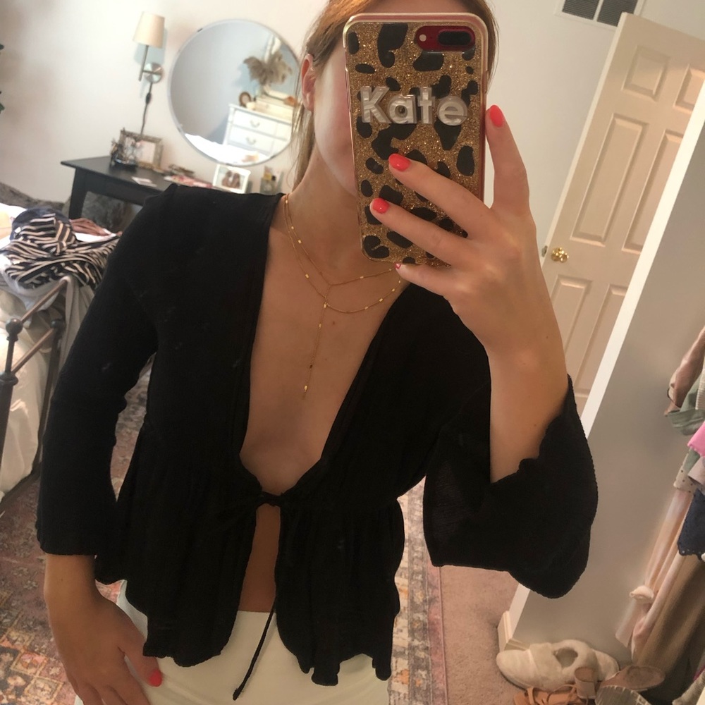 LA Hearts Black Tie Top